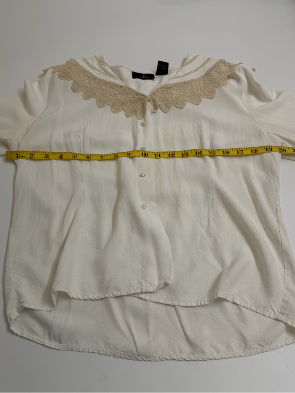 Romantic Lace Collar Ivory Blouse Cottagecore Sailor Style Medium - Picture 7 of 8
